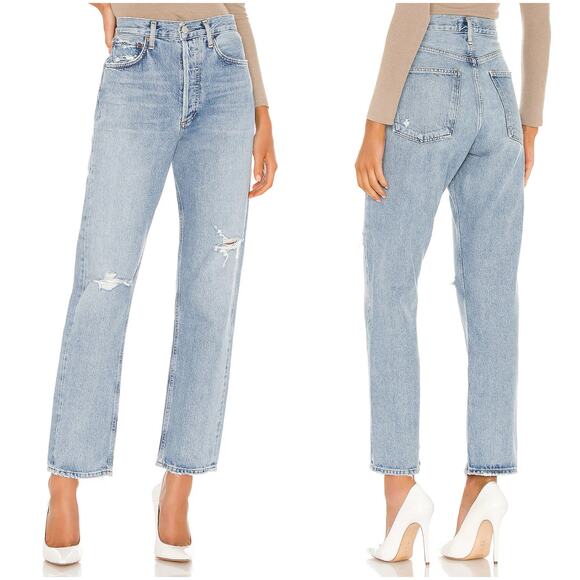 Agolde Denim - AGOLDE 90's Mid-Rise Loose Fit Jean in Captured Size 24 Button Fly Distressed